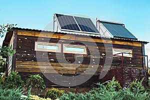 Solar panel on roof of house