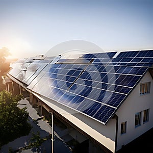 Solar panel on the roof of a house, both energy and ecology