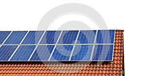 Solar panel on the roof of the house photo