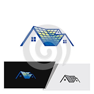 Solar panel roof house logo