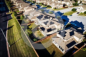 Solar Panel Rooftops on houses and homes in Austin Texas suburbs