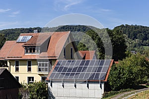 solar panel on rooftops of a rufal village