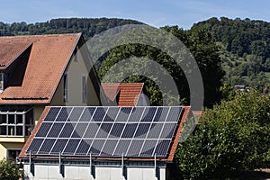 solar panel on rooftops of a rufal village