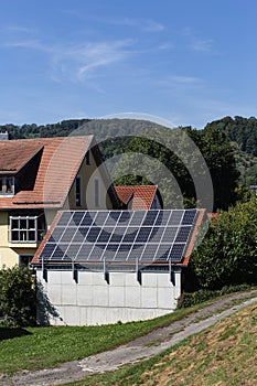 solar panel on rooftops of a rufal village