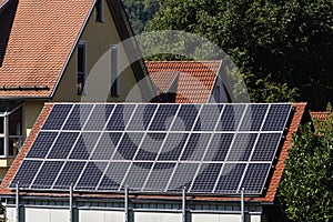 solar panel on rooftops of a rufal village