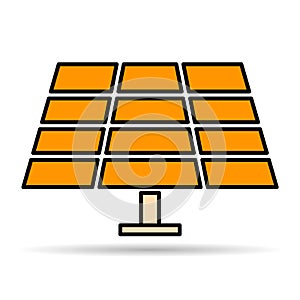 Solar panel shadow icon, green power technology, ecology alternative energy vector illustration
