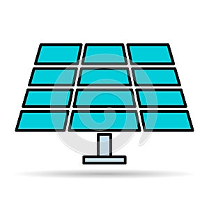 Solar panel shadow icon, green power technology, ecology alternative energy vector illustration