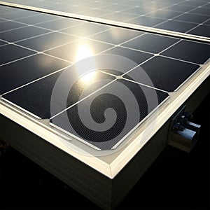 Solar panel showing dark blue silicon cells arranged in a grid