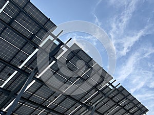 Solar panel. Solar panel against blue sky. The concept of alternative green energy.