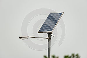 Solar panel on street lights in australia photo