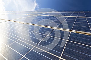 Solar panel, sun flare