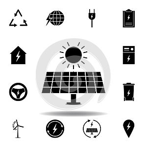 solar panel, sun icon . Set of alternative energy illustrations icons. Can be used for web, logo, mobile app, UI, UX