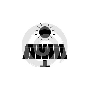 Solar panel, sun icon on white background. Can be used for web, logo, mobile app, UI UX