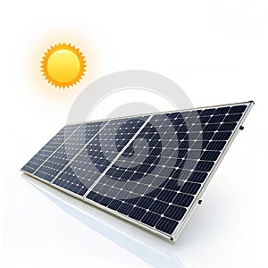 Solar panel and sun isolated on white background