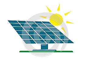 Solar panel with sun vector isolated on white background
