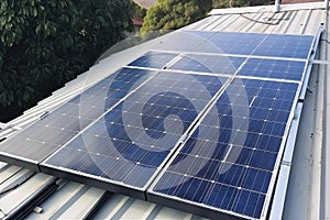 solar panel system, with power being transferred to battery bank and inverter