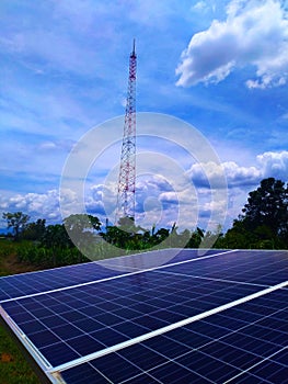 Solar panel, telecommunication background