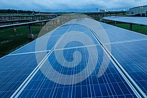 The solar panel tracking systems with the very clouds storm coming here