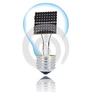 solar panel voltage light bulb on white background