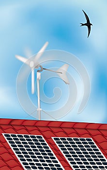 Solar panel and windmill