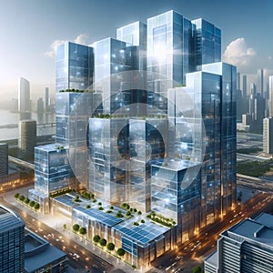 Solar-paneled skyscraper, Ai generated image