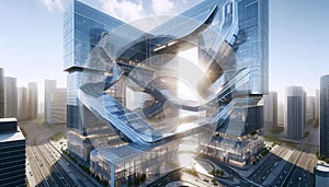 Solar-paneled skyscraper, Ai generated image