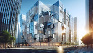 Solar-paneled skyscraper, Ai generated image