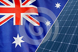 Solar panels against flag Australia background photo