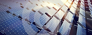 Solar panels array system. Photovoltaic, clean energy technology photo