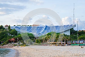 Solar panels on the beach at Koh Lan, Pattaya, Thailand.