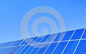 Solar panels with blue sky