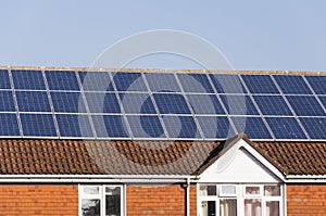 Solar panels on building roof