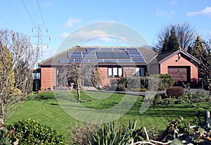 Solar Panels on Bungalow Roof photo