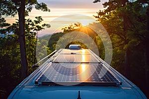 solar panels on a camper van roof, illustrating mobile and off-grid living