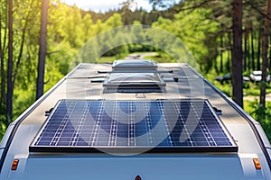 solar panels on a camper van roof, illustrating mobile and off-grid living