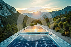 solar panels on a camper van roof, illustrating mobile and off-grid living