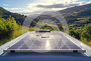 solar panels on a camper van roof, illustrating mobile and off-grid living