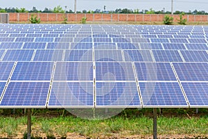 Solar panels are charging outdoors