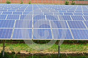 Solar panels are charging outdoors