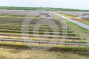 Solar panels are charging outdoors