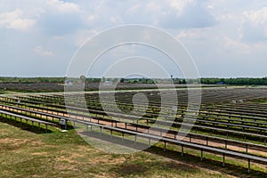 Solar panels are charging outdoors