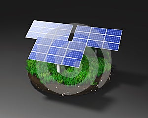 Solar panels on clod of earth