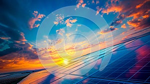 Solar panels at dawn