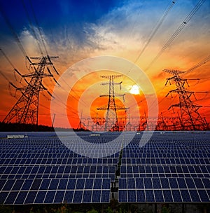 Solar panels and electrical towers, power equipment