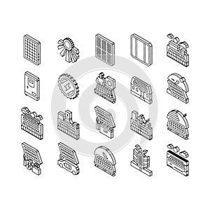 solar panels energy sun isometric icons set vector