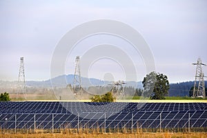 Solar Panels Farm in Rural Farmland