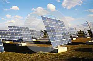 Solar panels on field photo