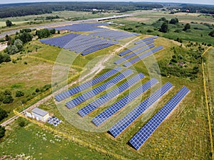 Solar panels on field