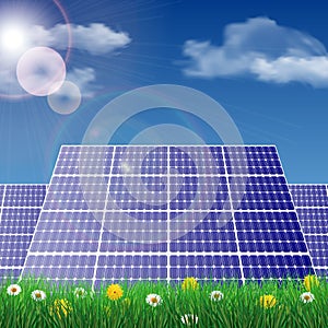 Solar panels in a field