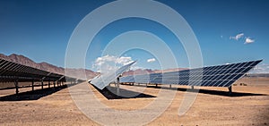 Solar panels field in desert of nevada
